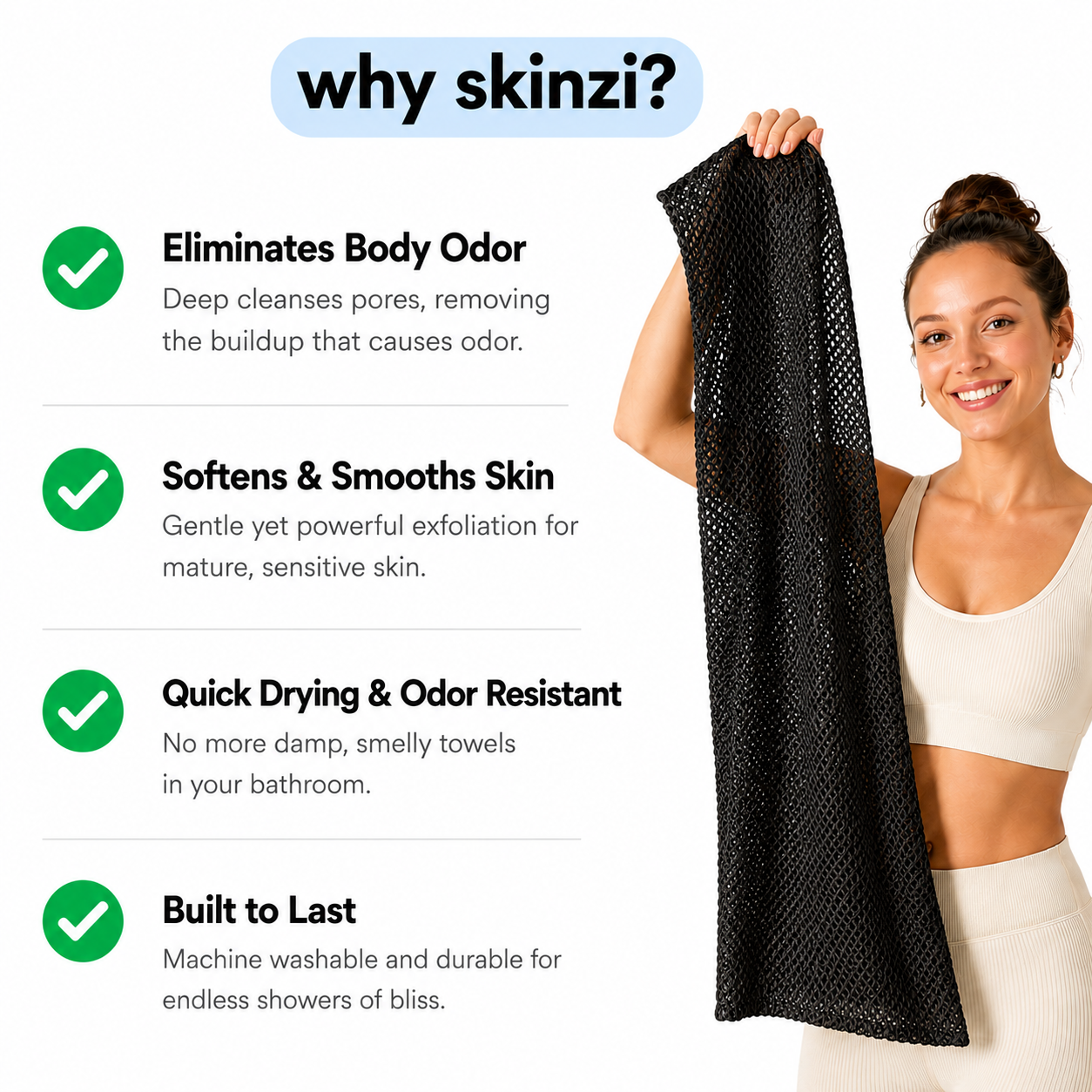 Skinzi™ Exfoliating Antibacterial Shower Towel